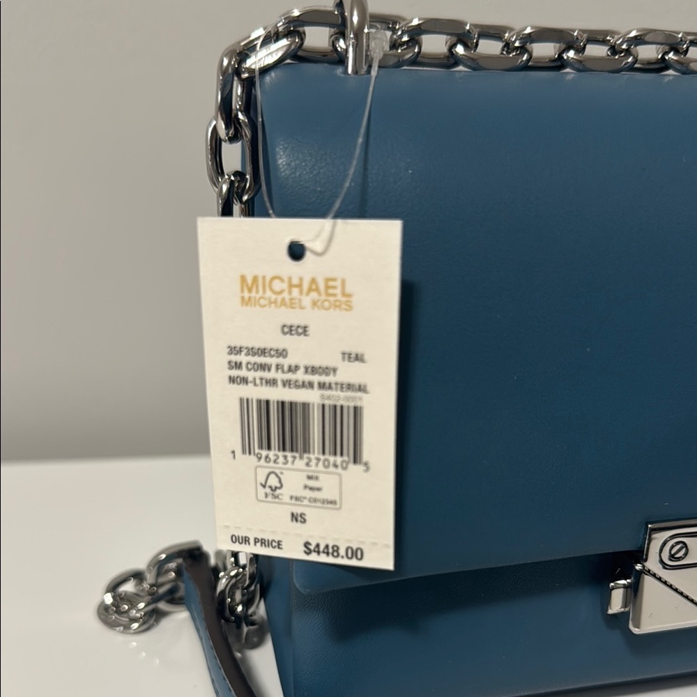 Michael Kors Blue Crossbody Bag with Chain Strap - Picture 3 of 5